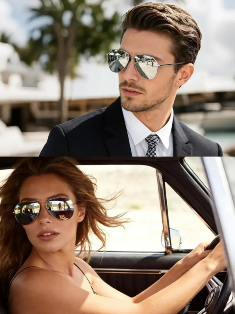 Polarized Metal Aviation Sunglasses for Men & Women | Classic UV400 Rectangle